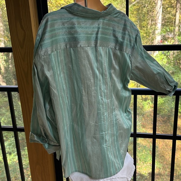 Coldwater Creek Raw Silk Full-Zip Jacket or Top in Sea Glass Green ~ 2X - Picture 5 of 11